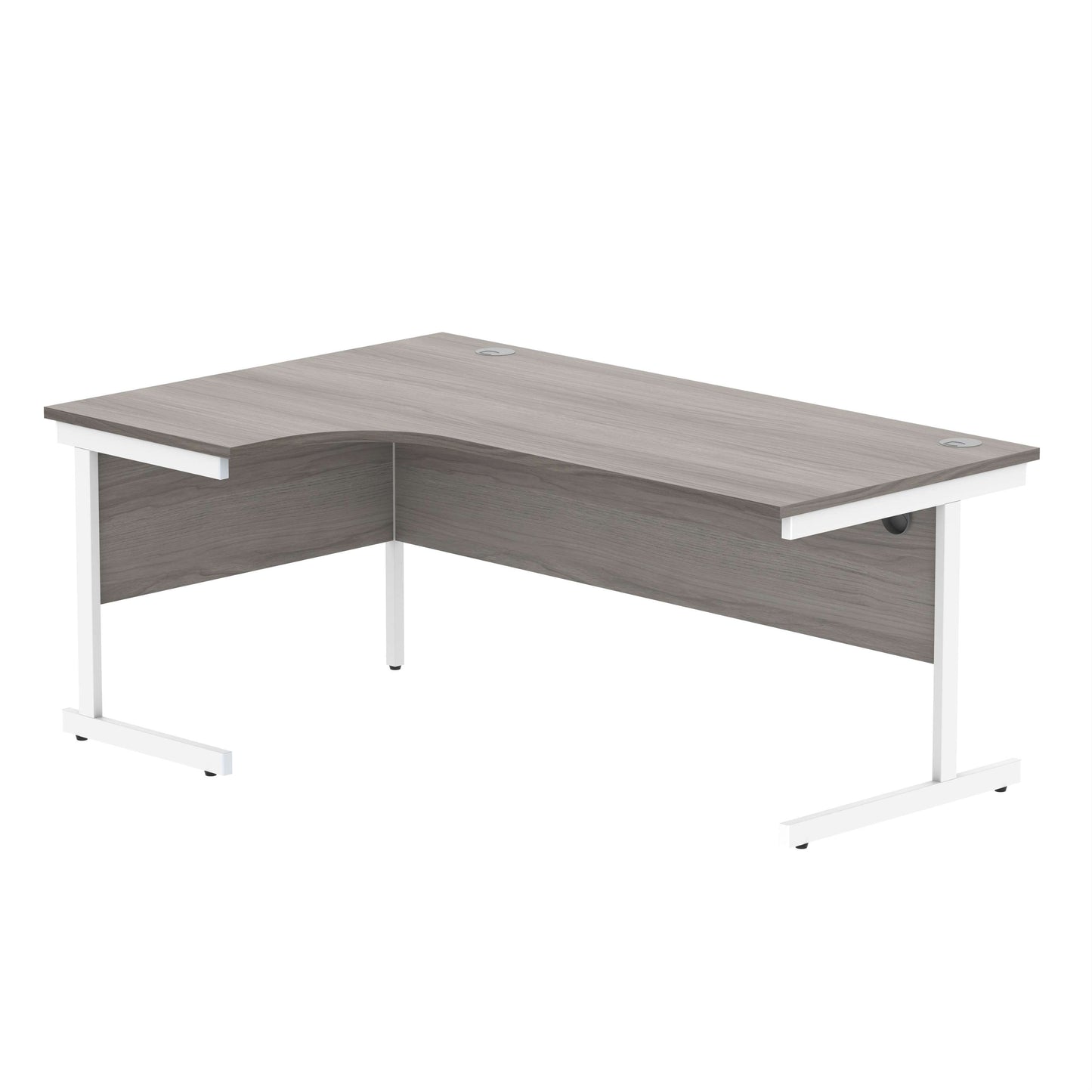 Office Left Hand Corner Desk with Steel Single Upright Cantilever Frame (FSC) | 1800X1200 | Alaskan Grey Oak/White