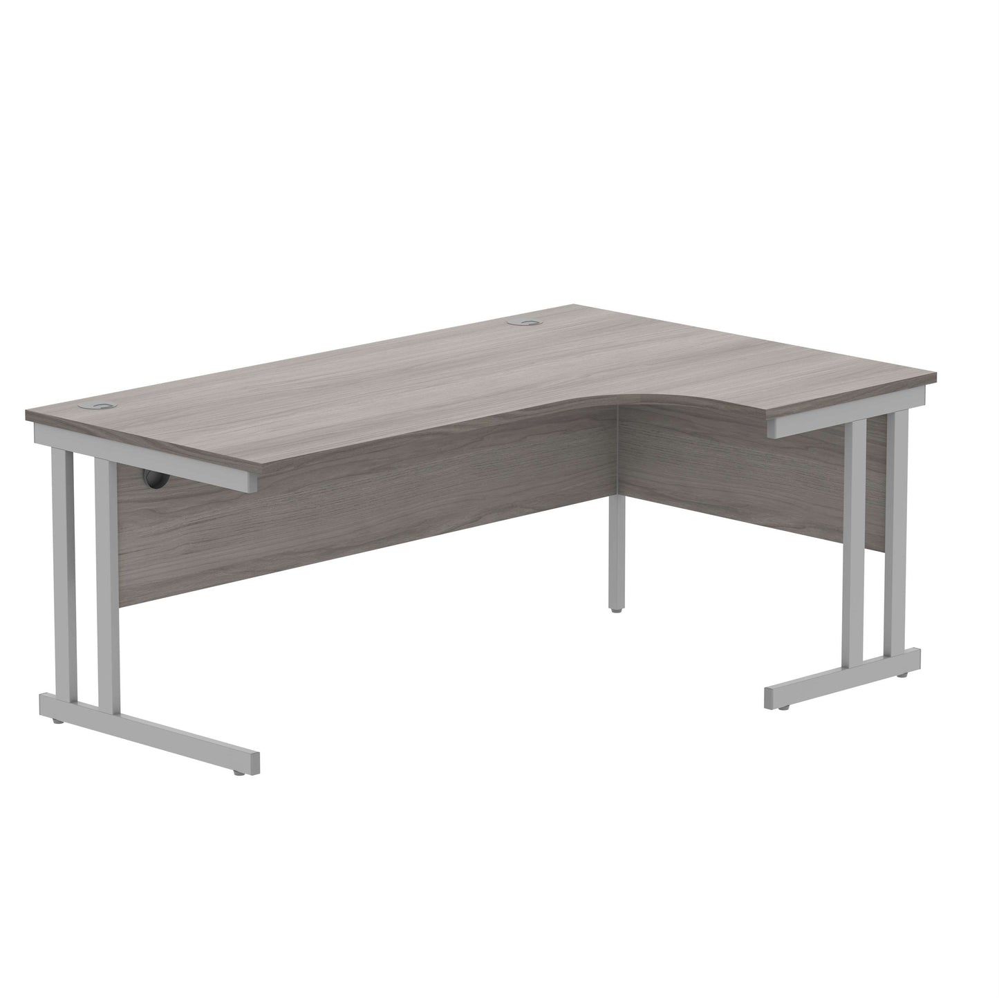 Office Right Hand Corner Desk with Steel Double Upright Cantilever Frame (FSC) | 1800X1200 | Grey Oak/Silver