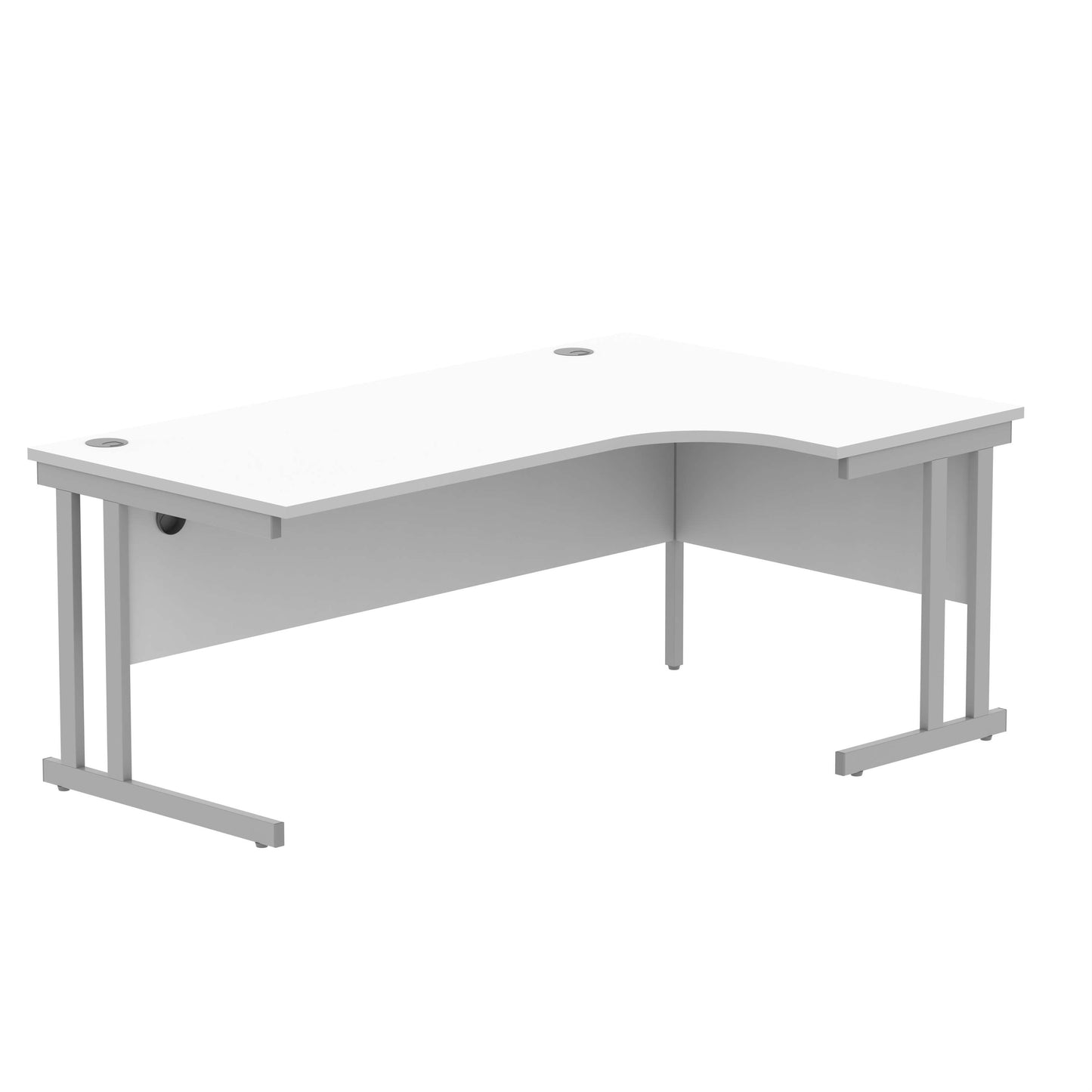 Office Right Hand Corner Desk with Steel Double Upright Cantilever Frame (FSC) | 1800X1200 | White/Silver