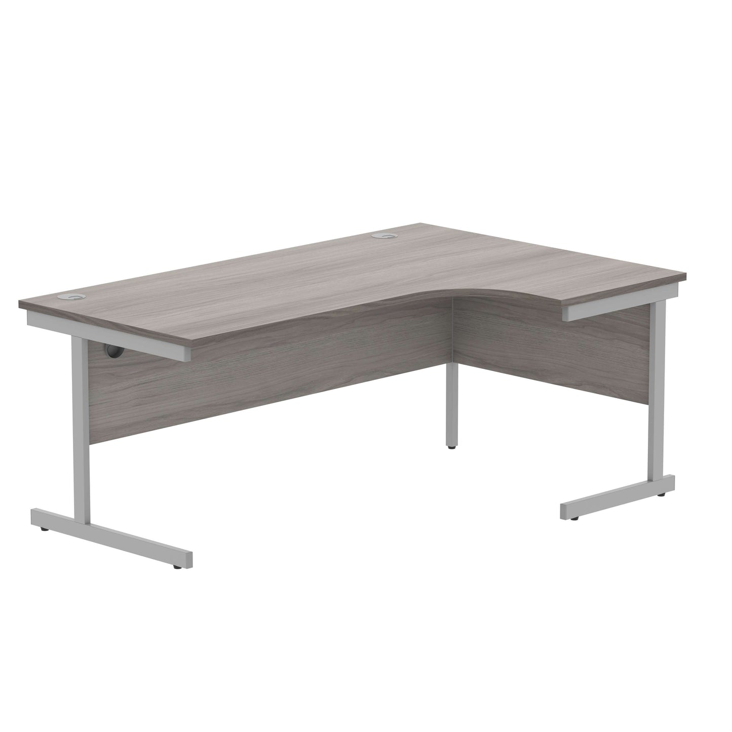 Office Right Hand Corner Desk with Steel Single Upright Cantilever Frame (FSC) | 1800X1200 | Grey Oak/Silver