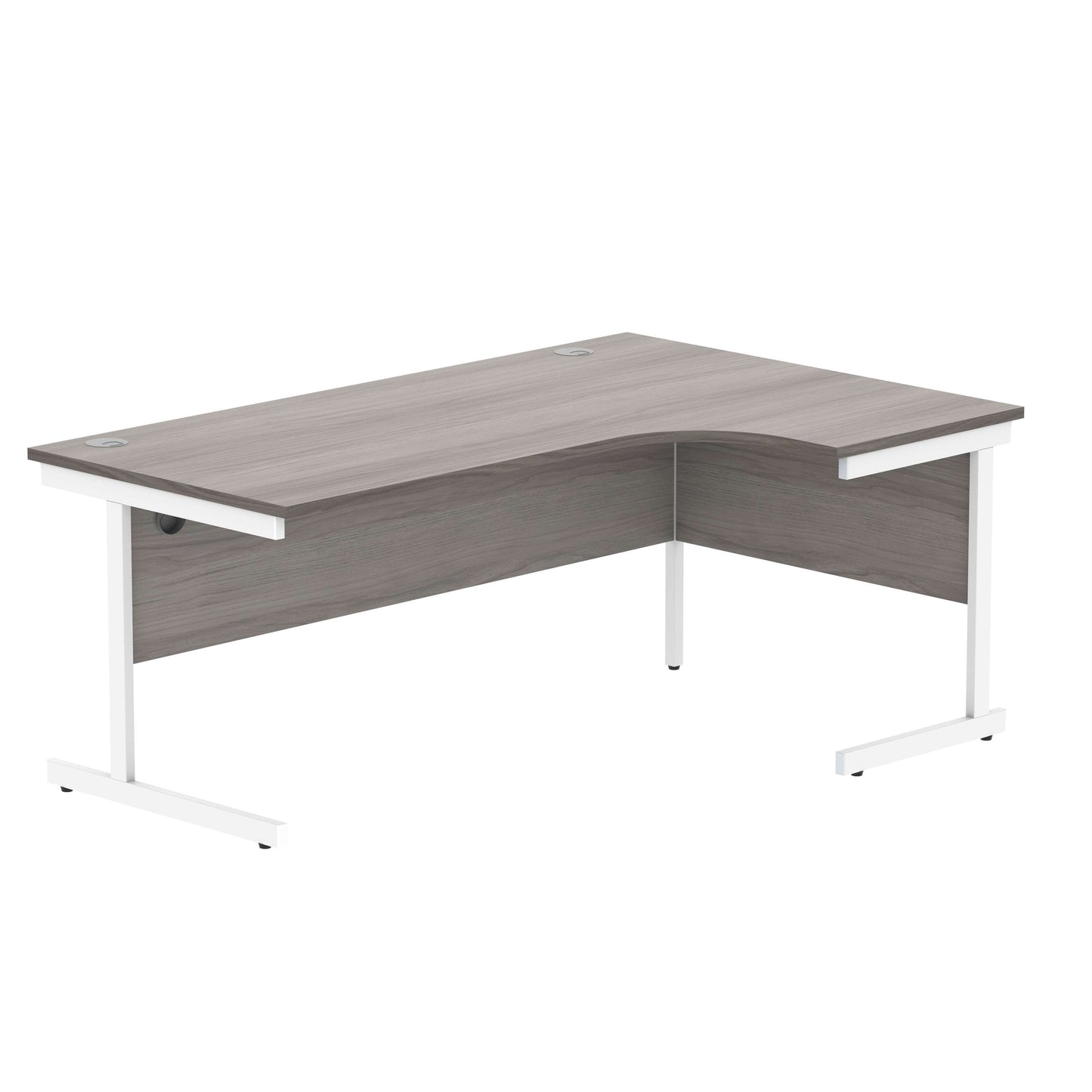 Office Right Hand Corner Desk with Steel Single Upright Cantilever Frame (FSC) | 1800X1200 | Grey Oak/White