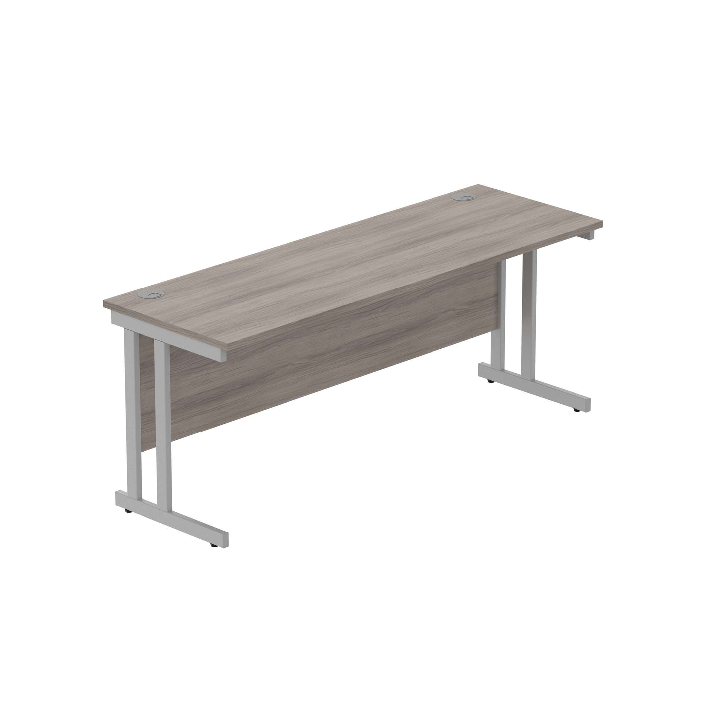 Office Rectangular Desk with Steel Double Upright Cantilever Frame (FSC) | 1800X600 | Alaskan Grey Oak/Silver