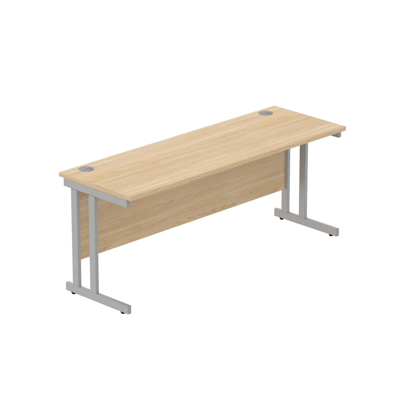 Office Rectangular Desk with Steel Double Upright Cantilever Frame (FSC) | 1800X600 | Canadian Oak/Silver