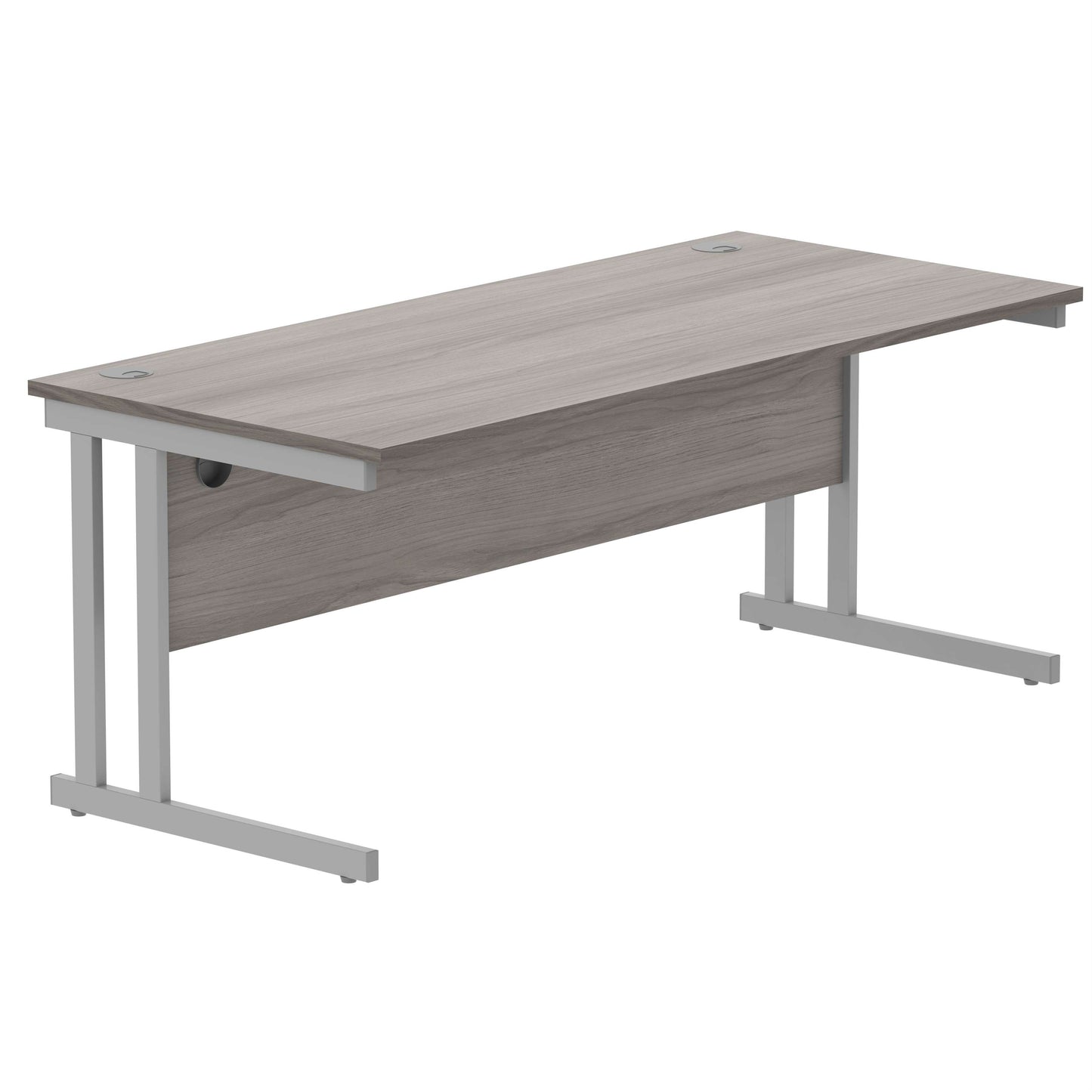 Office Rectangular Desk with Steel Double Upright Cantilever Frame (FSC) | 1800X800 | Alaskan Grey Oak/Silver