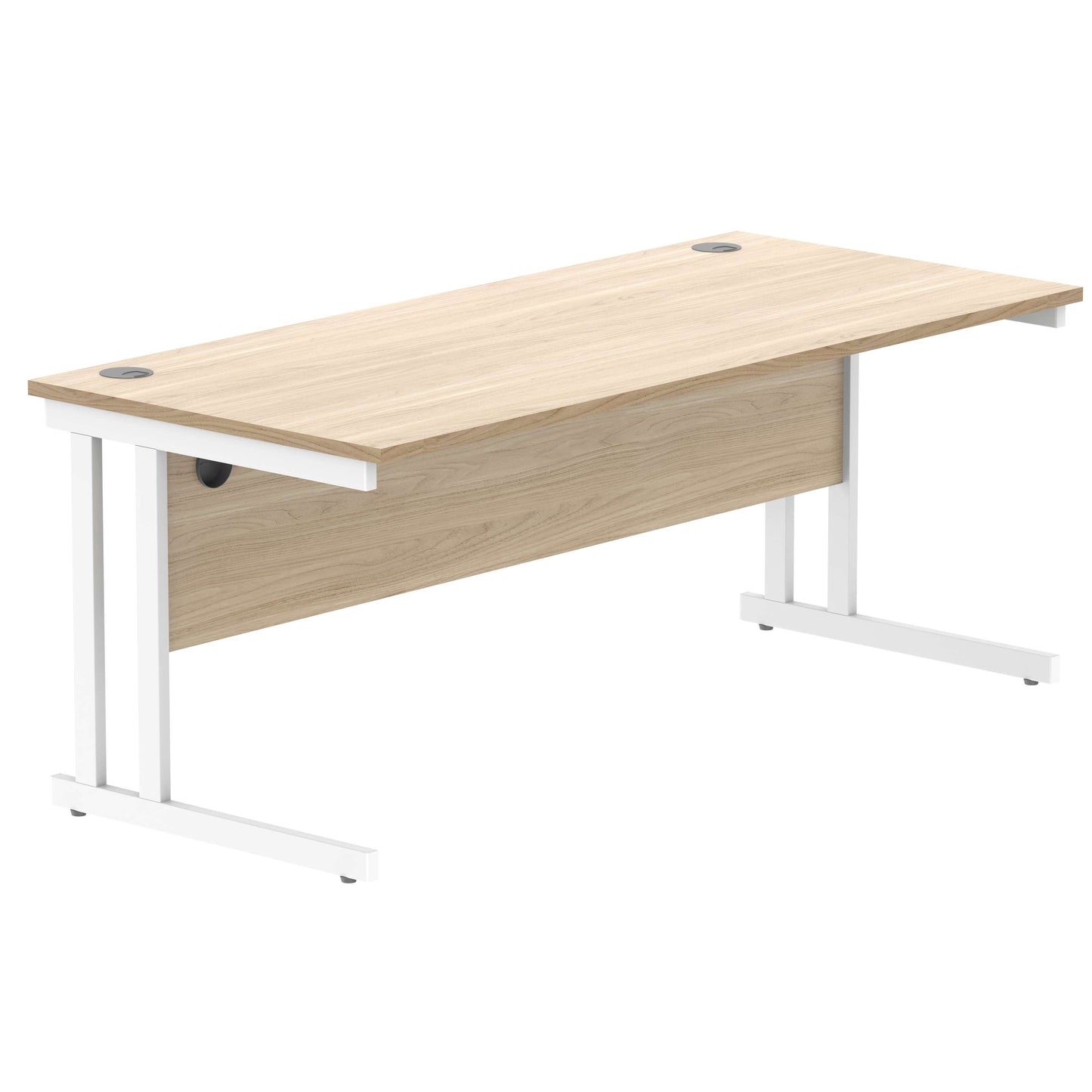 Office Rectangular Desk with Steel Double Upright Cantilever Frame (FSC) | 1800X800 | Canadian Oak/White