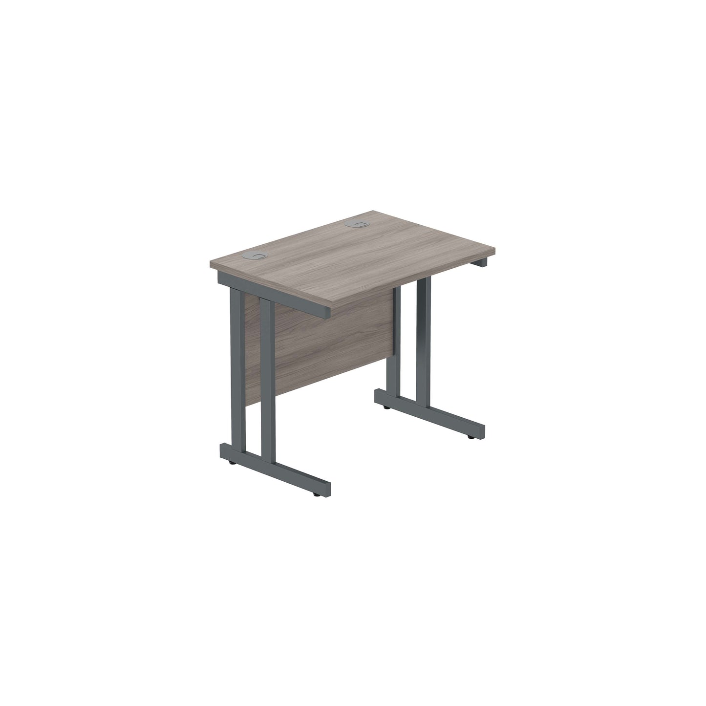 Office Rectangular Desk with Steel Double Upright Cantilever Frame (FSC) | 800X600 | Alaskan Grey Oak/Graphite