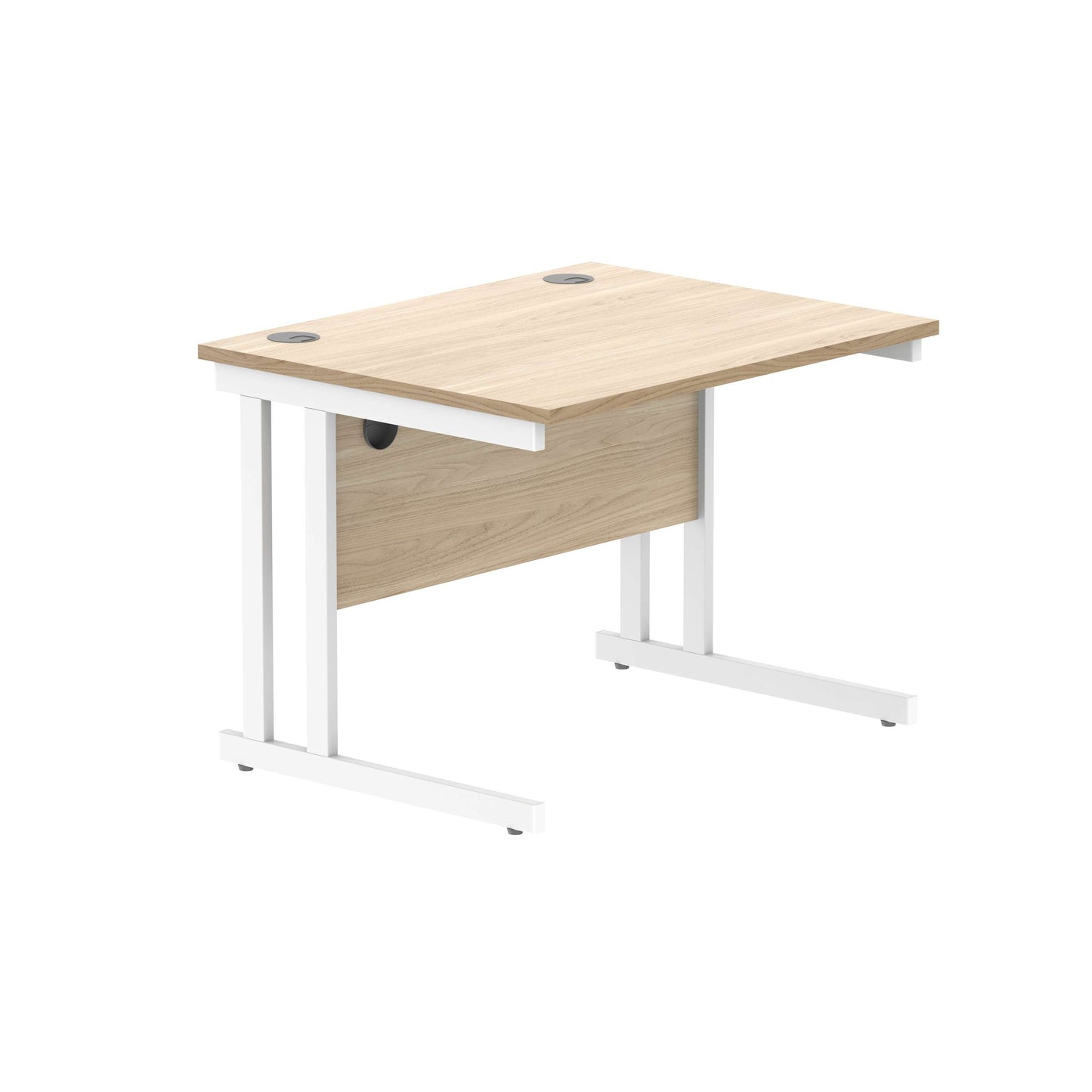Office Rectangular Desk with Steel Double Upright Cantilever Frame (FSC) | 800X800 | Canadian Oak/White