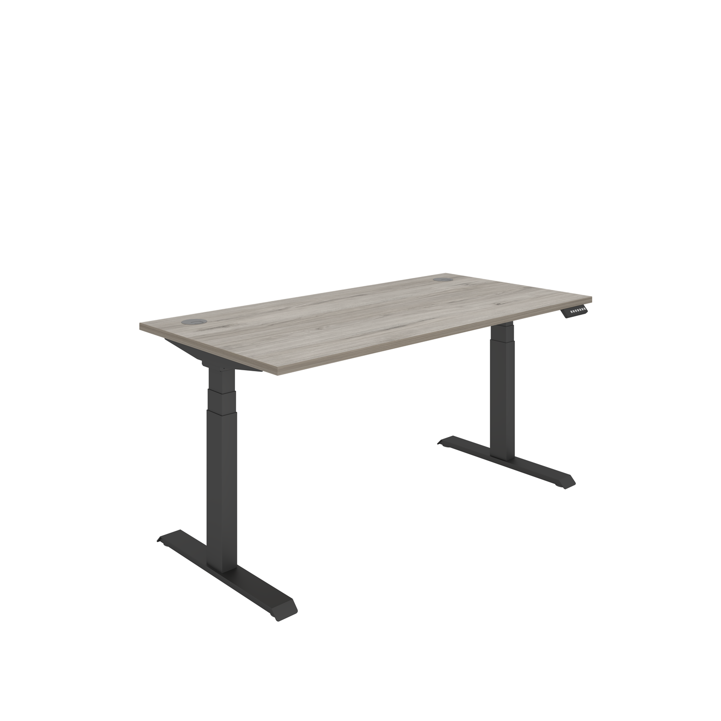 Office Rectangular Dual Motor Sit Stand Desk (FSC) | 1600X800 | Grey Oak/Black