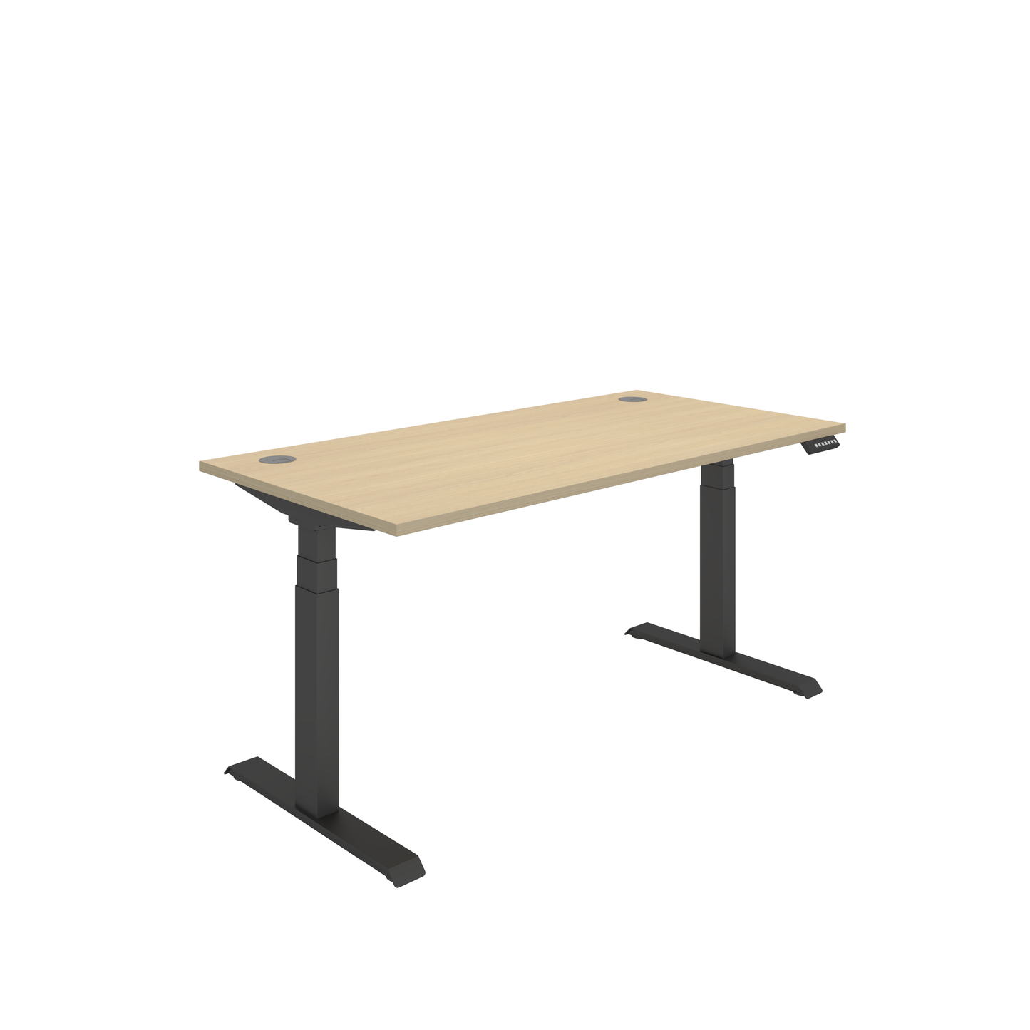 Office Rectangular Dual Motor Sit Stand Desk (FSC) | 1600X800 | Oak/Black
