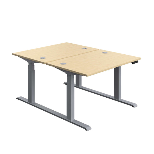 Economy Back To Back Sit Stand Desk (FSC) | 1200 X 800 | Maple/Silver