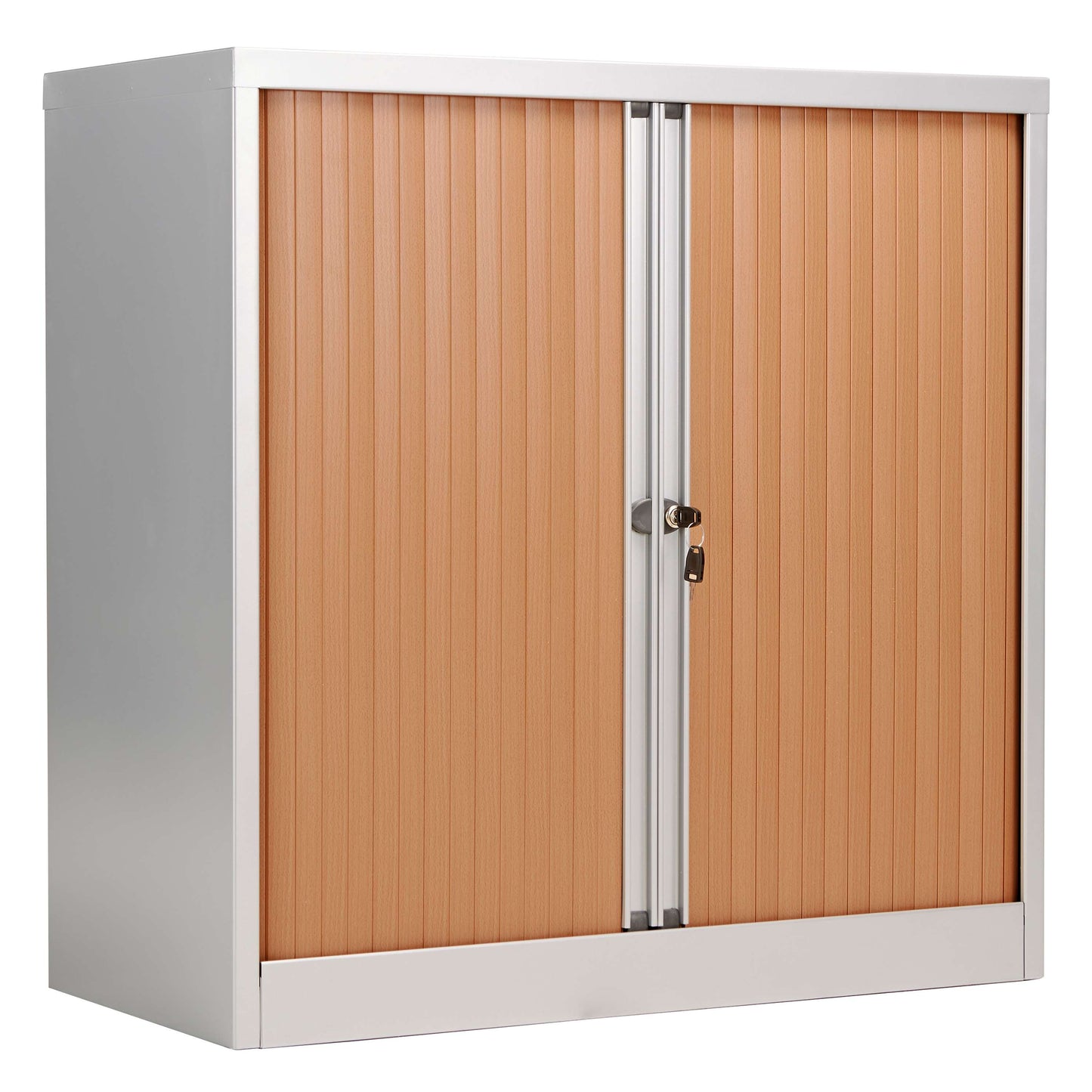 Bisley Essentials Steel Side Open Tambour | 1015mm High | Matching Shutter Doors |Beech/Silver