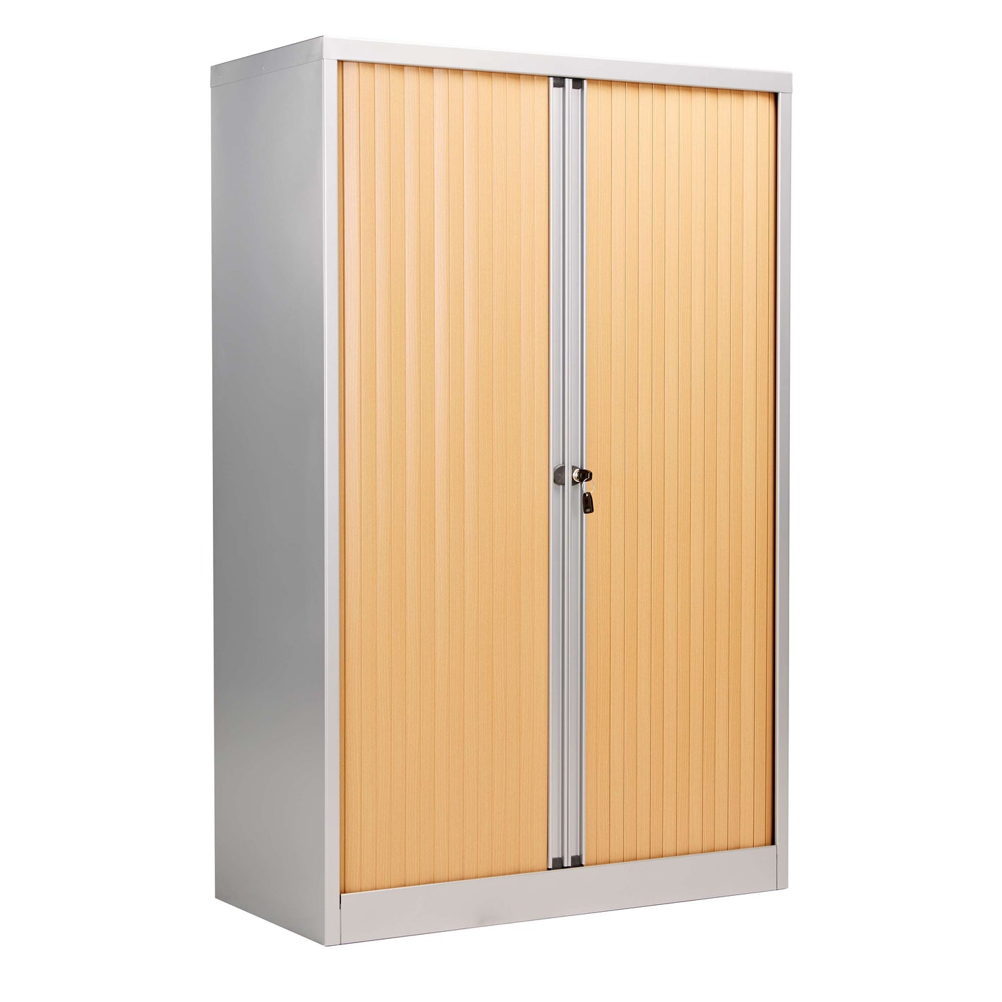 Bisley Essentials Steel Side Open Tambour | 1585mm High | Matching Shutter Doors | Oak/Silver