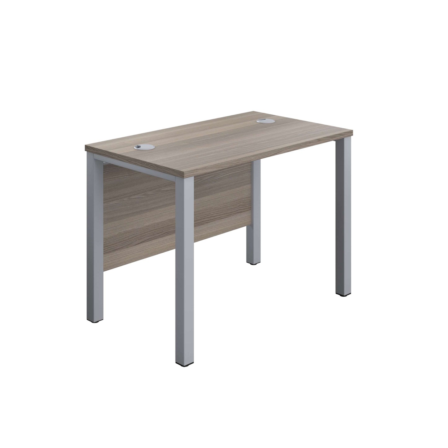 Goal Post Rectangular Desk (FSC) | 1000X600 | Grey Oak/Silver