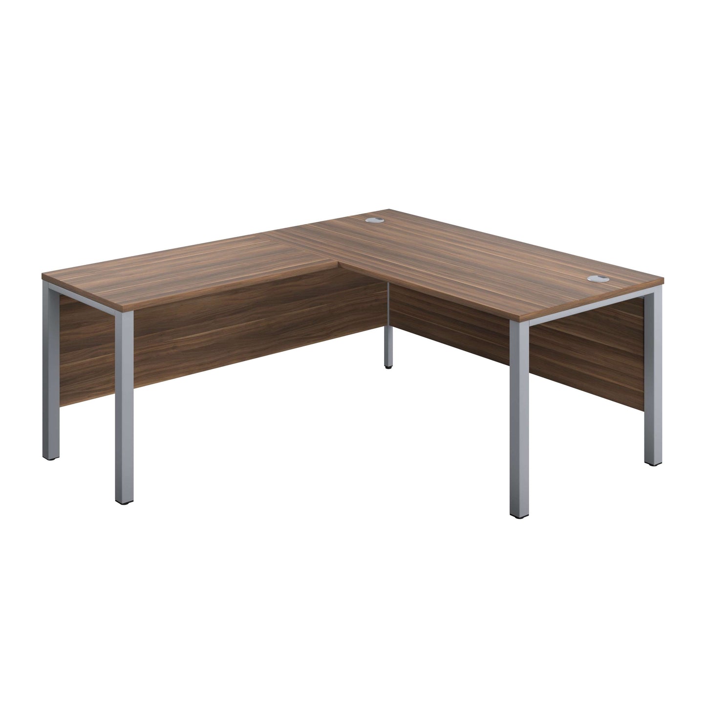 Goal Post Left Hand Return Desk (FSC) | 1600X800 | Dark Walnut/Silver