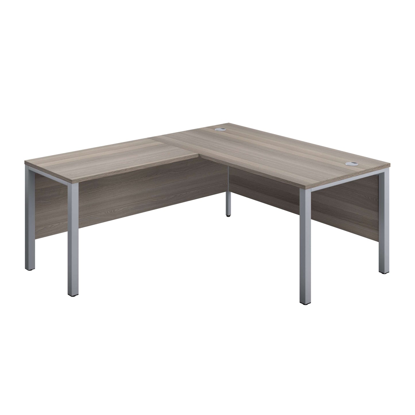 Goal Post Left Hand Return Desk (FSC) | 1600X800 | Grey Oak/Silver