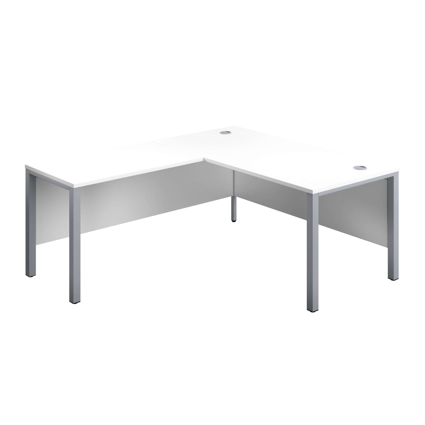 Goal Post Left Hand Return Desk (FSC) | 1600X800 | White/Silver