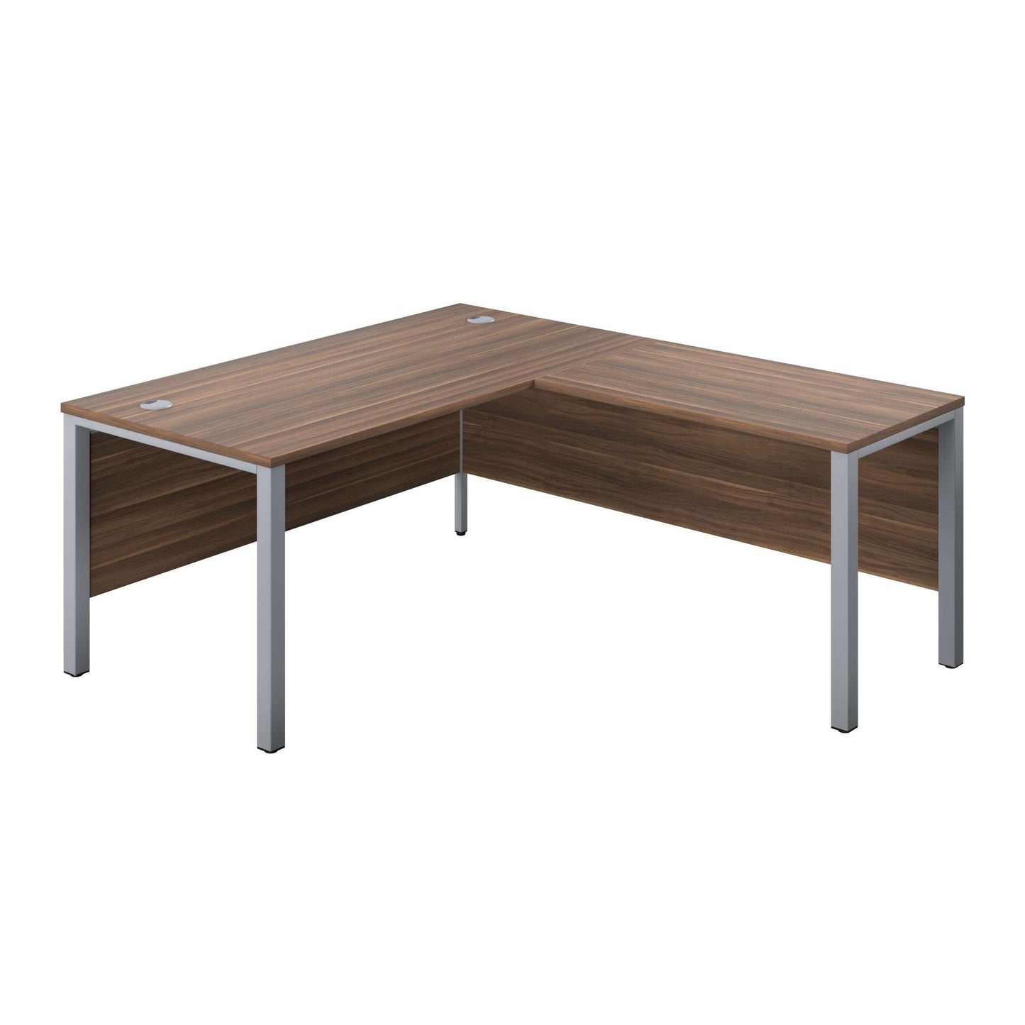 Goal Post Right Hand Return Desk (FSC) | 1800X800 | Dark Walnut/Silver