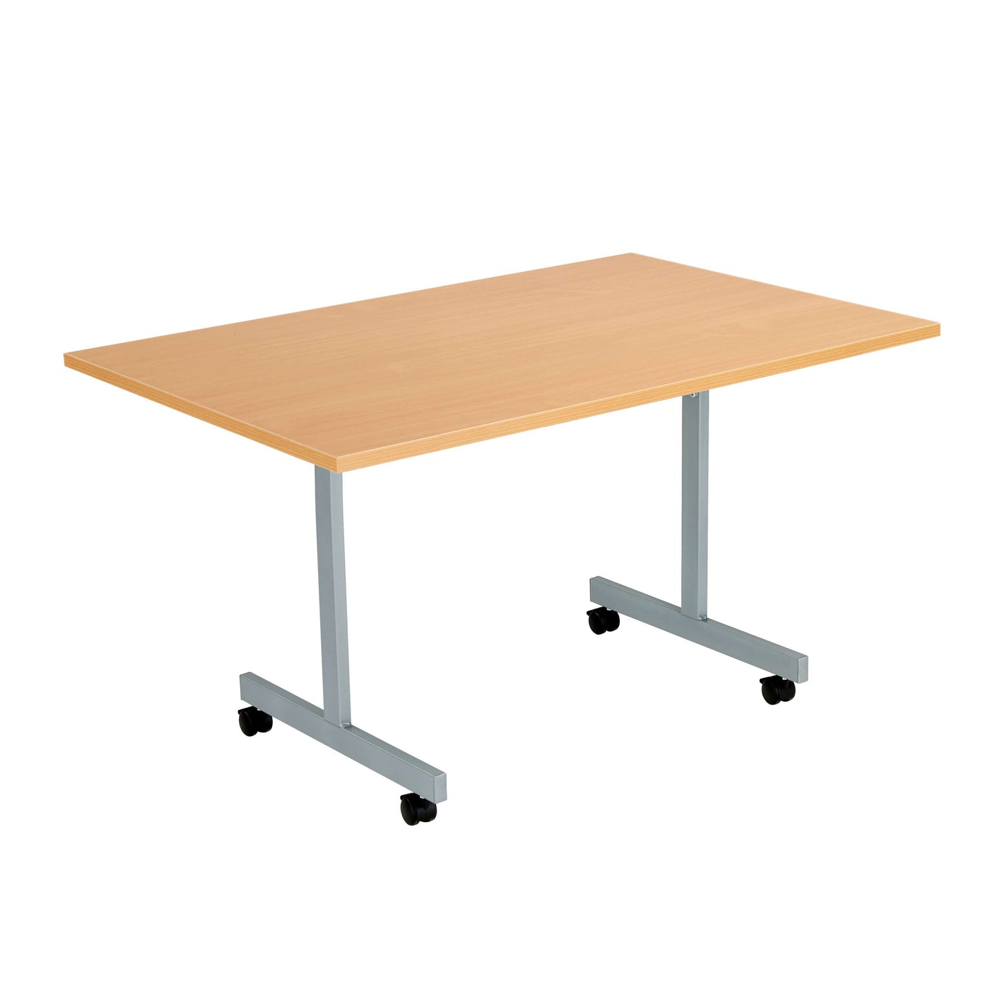 One Eighty Rectangular Tilting Table (FSC) | 1200 X 800 | Beech/Silver
