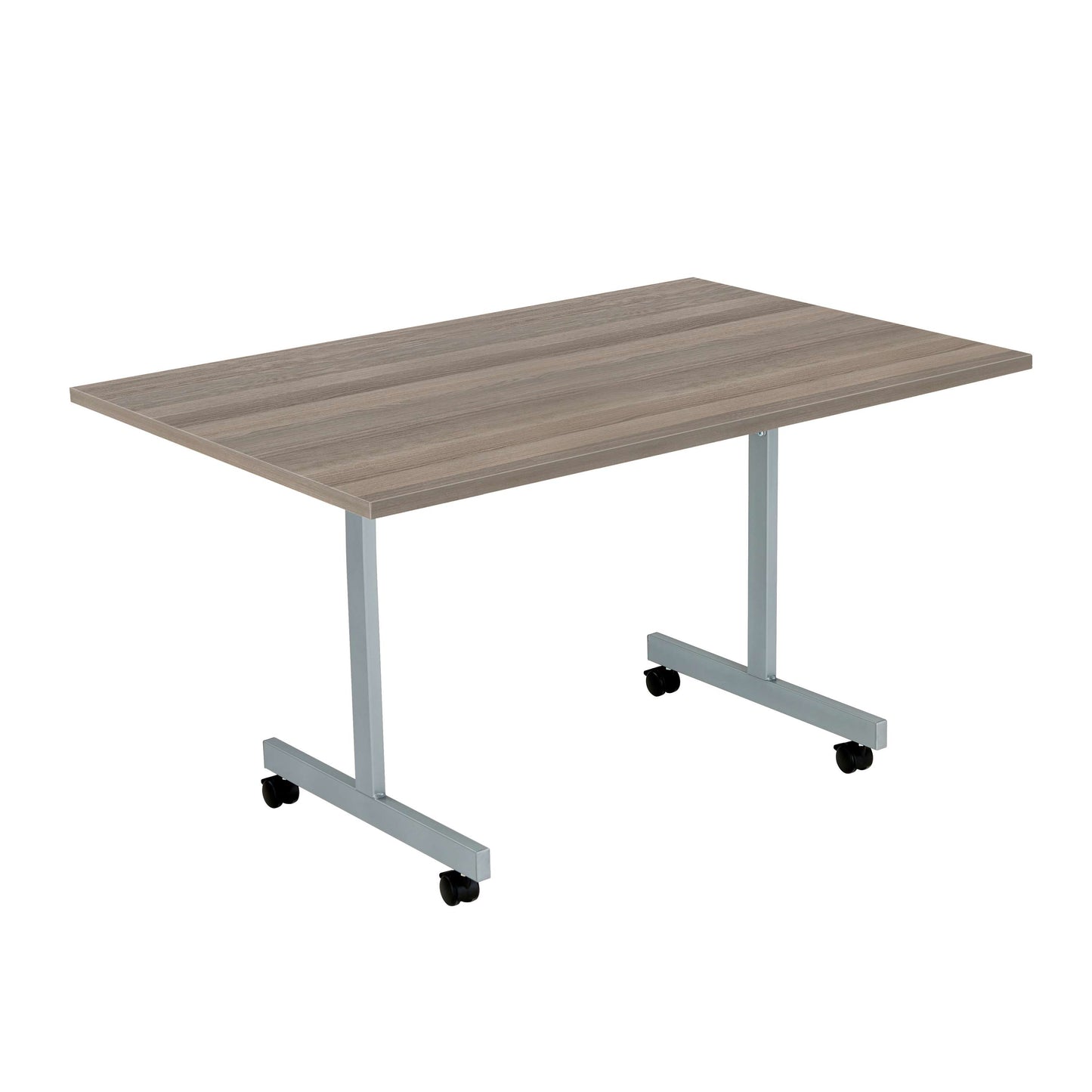 One Eighty Rectangular Tilting Table (FSC) | 1200 X 800 | Grey Oak/Silver