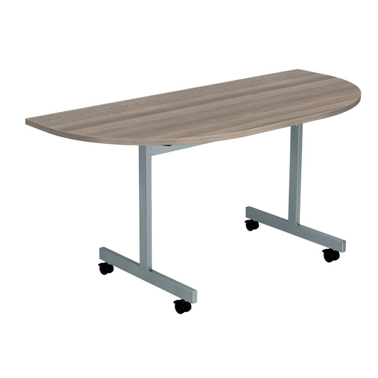 One Eighty D-End Tilting Table (FSC) | 1400 X 700 | Dark Walnut/Silver