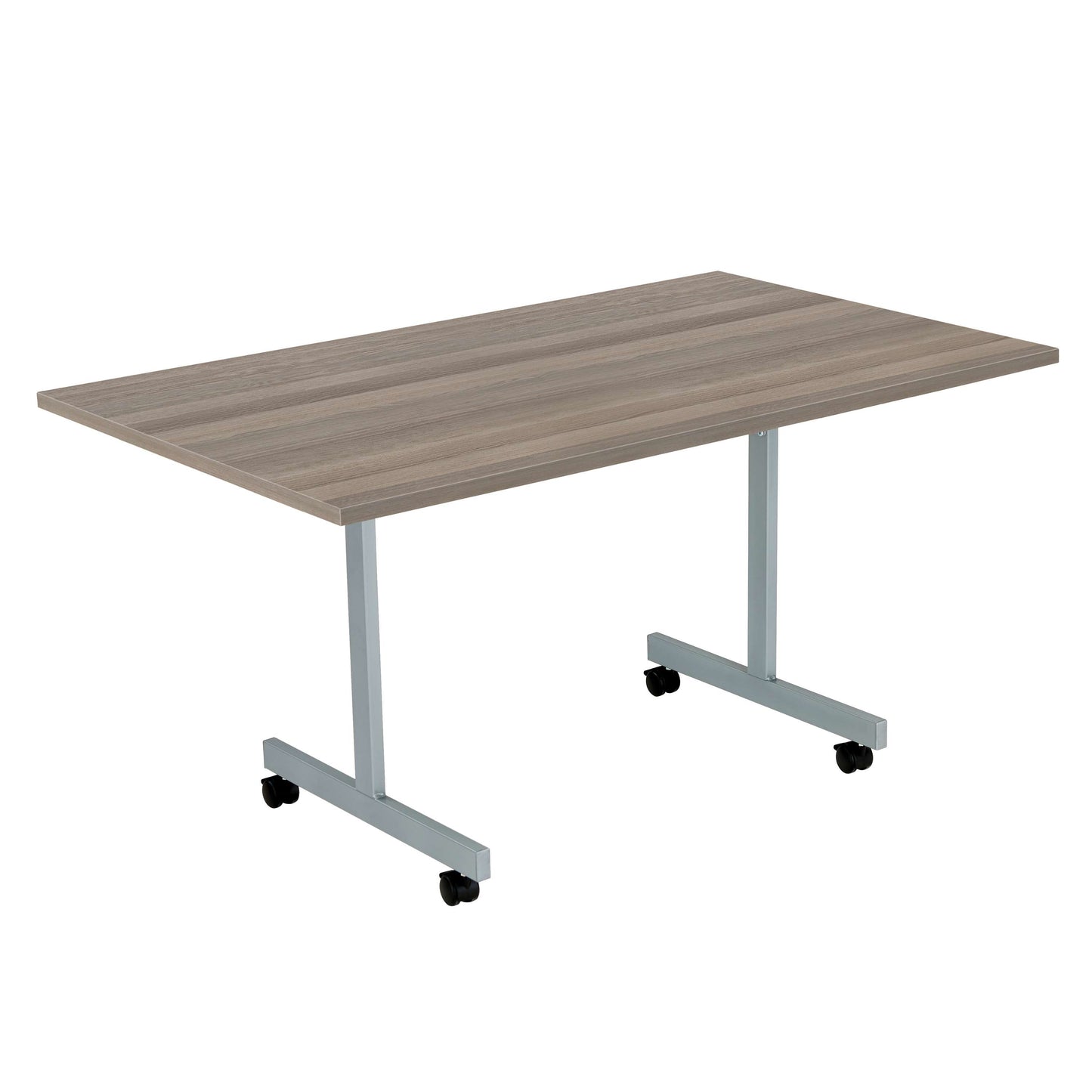 One Eighty Rectangular Tilting Table (FSC) | 1400 X 800 | Grey Oak/Silver
