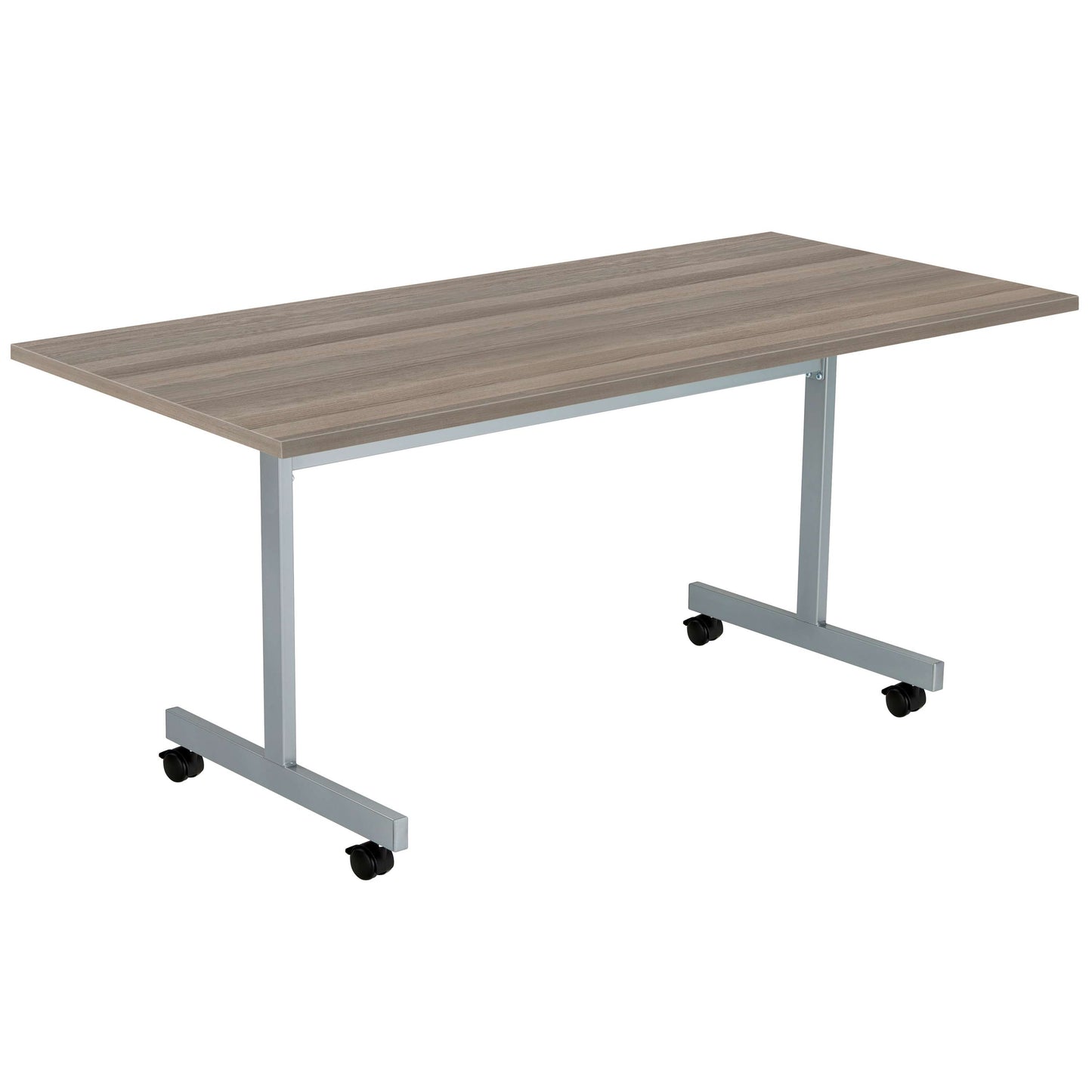 One Eighty Rectangular Tilting Table (FSC) | 1600 X 700 | Grey Oak/Silver