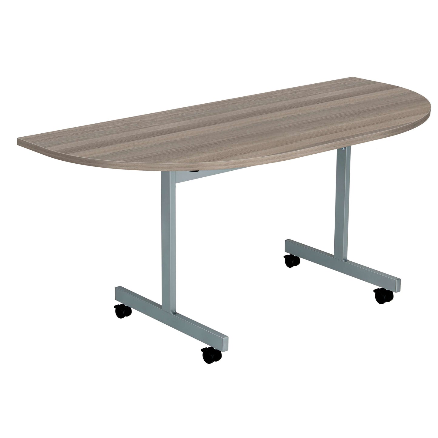 One Eighty D-End Tilting Table (FSC) | 1600 X 800 | Grey Oak/Silver