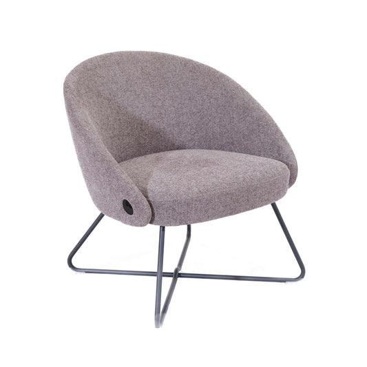 Pocket Reception Chair | Black Wire Base | Grey Fabric