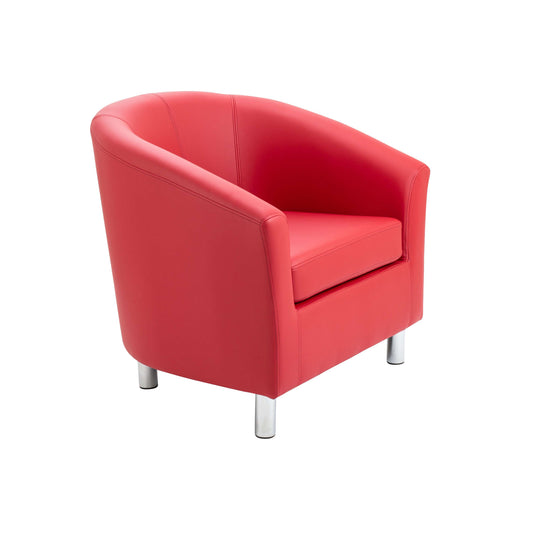 Tub Armchair with Metal Feet | Red PU