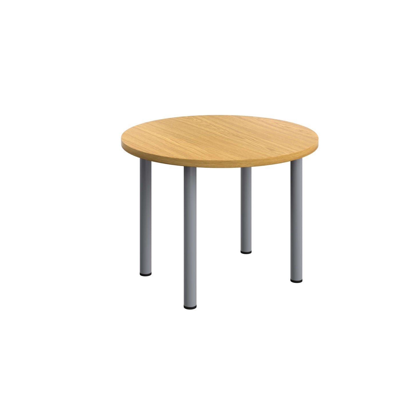 One Fraction Plus Circular Meeting Table (FSC) | 1000mm | Nova Oak/Silver