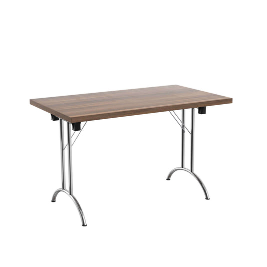 One Union Rectangular Folding Table (FSC) | 1200 X 700 | Dark Walnut/Silver