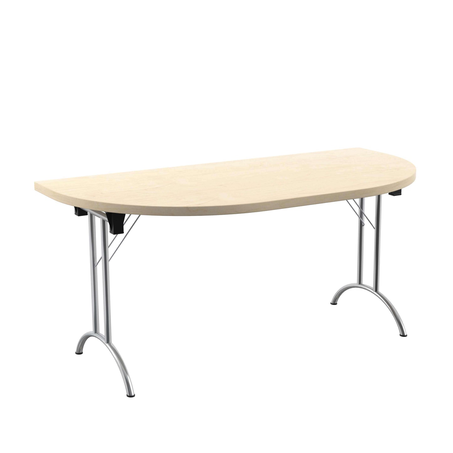 One Union D-End Folding Table (FSC) | 1600 X 800 | Maple/Chrome