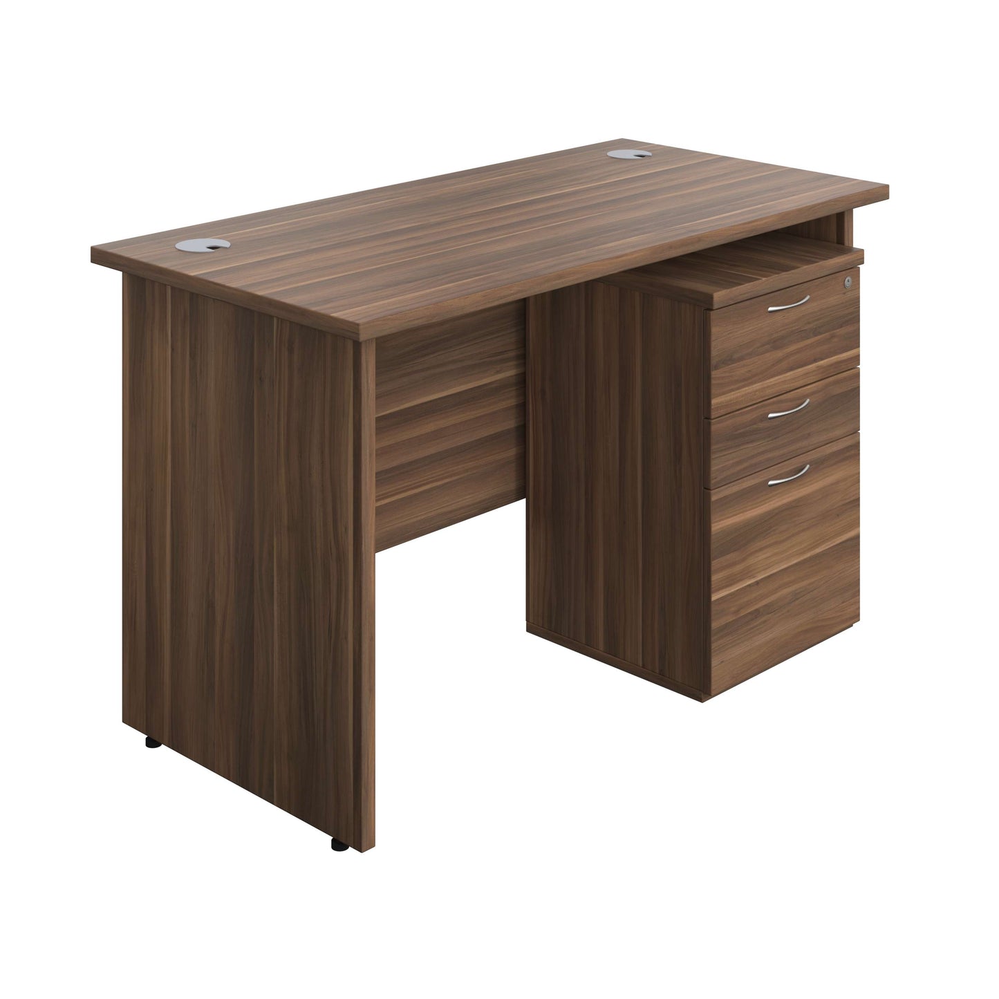 Panel Rectangular Desk + 3 Drawer High Mobile Pedestal Bundle (FSC) | 1200X600 | Dark Walnut/Dark Walnut