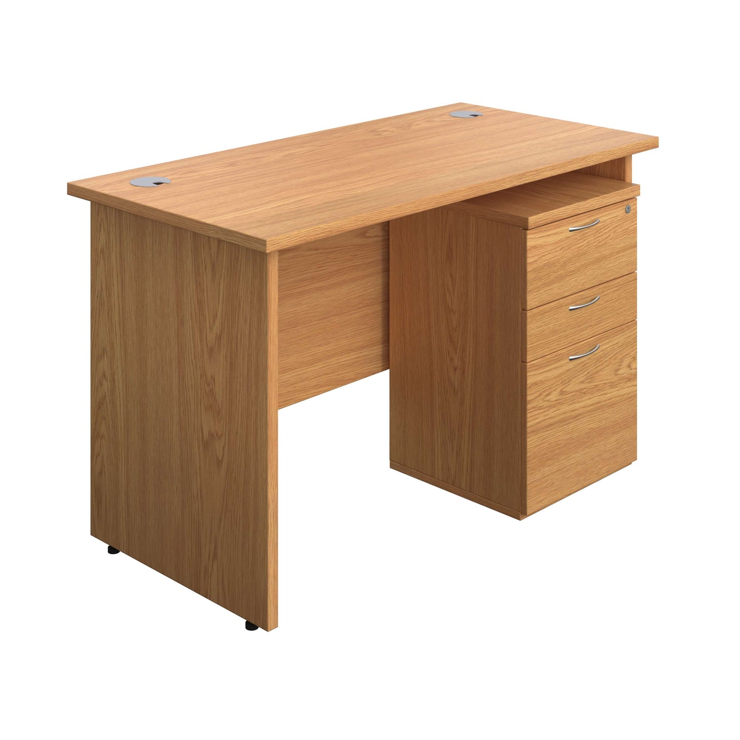 Panel Rectangular Desk + 3 Drawer Under Desk Pedestal Bundle (FSC) | 1200X600 | Nova Oak/Nova Oak