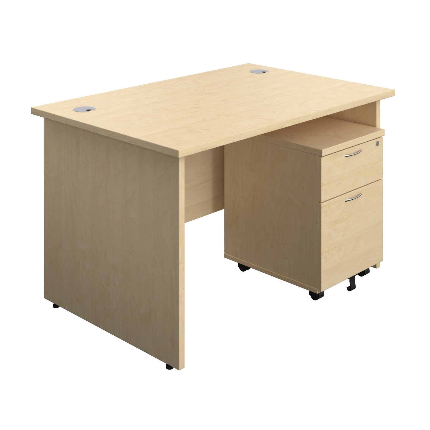 Panel Rectangular Desk + 2 Drawer Mobile Pedestal Bundle (FSC) | 1200X800 | Maple/Maple