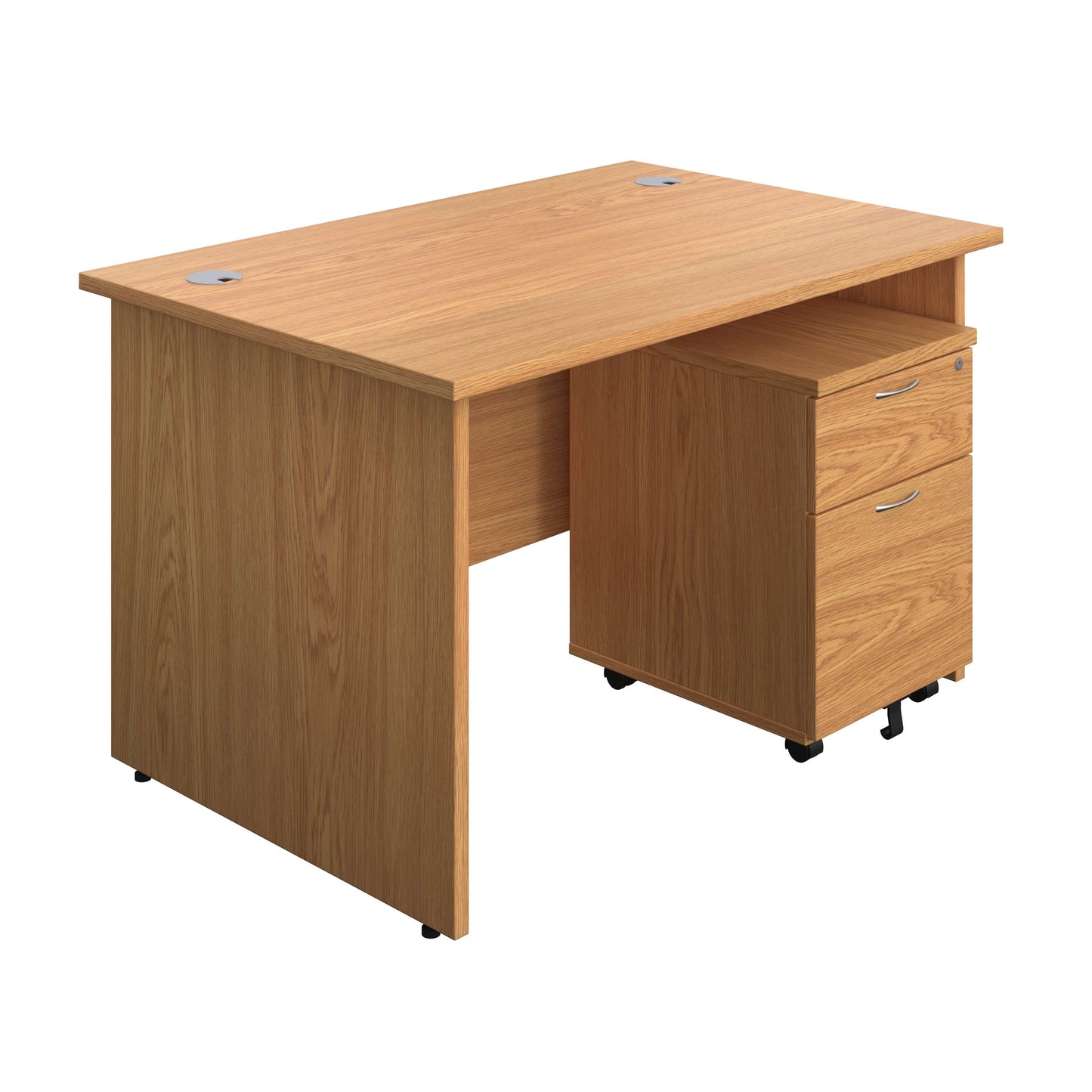 Panel Rectangular Desk + 2 Drawer Mobile Pedestal Bundle (FSC) | 1200X800 | Nova Oak/Nova Oak