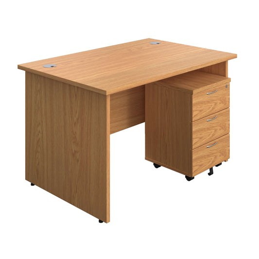 Panel Rectangular Desk + 3 Drawer Mobile Pedestal Bundle (FSC) | 1200X800 | Nova Oak/Nova Oak