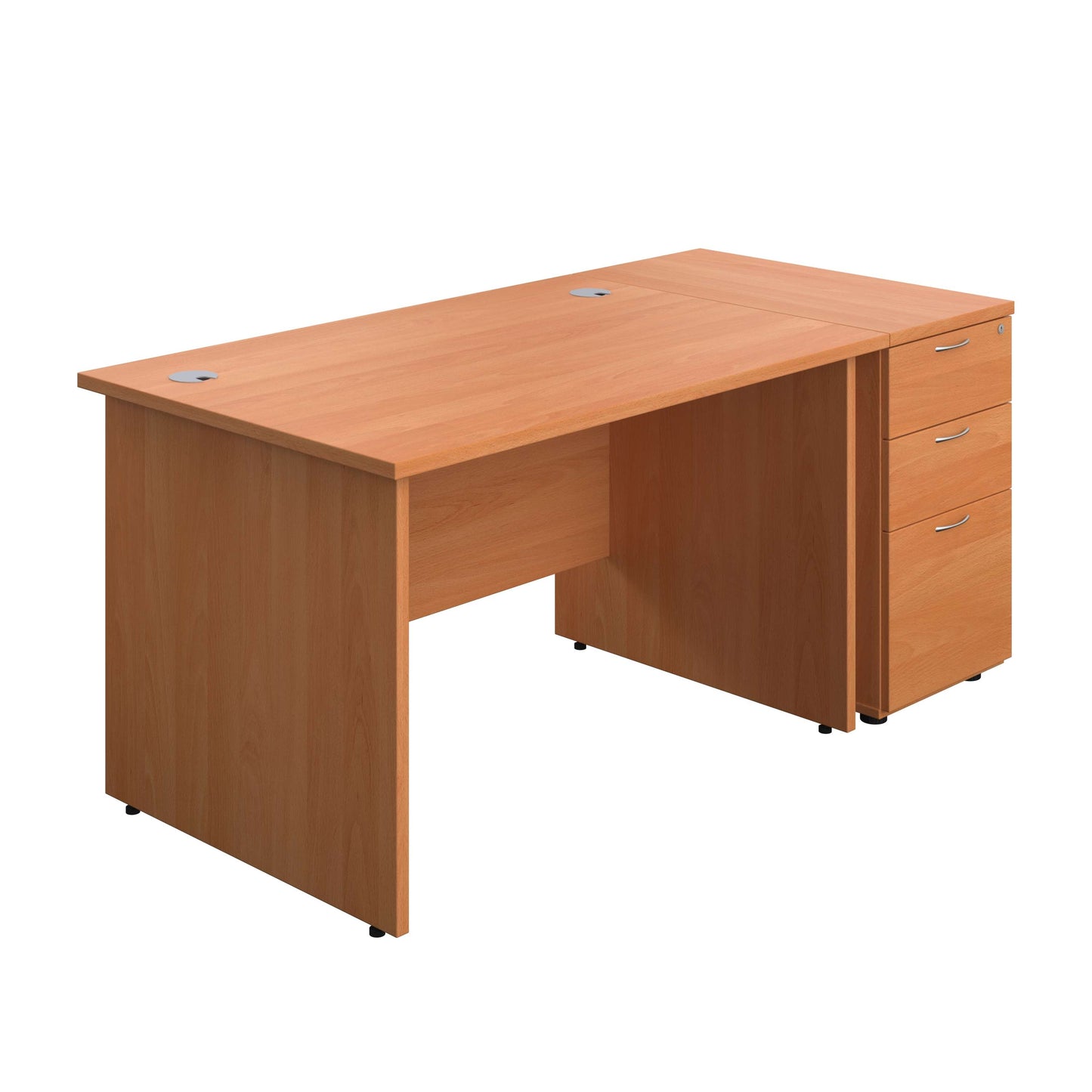 Panel Rectangular Desk + 3 Drawer Desk High Pedestal Bundle (FSC) | 1200X800 | Beech/Beech