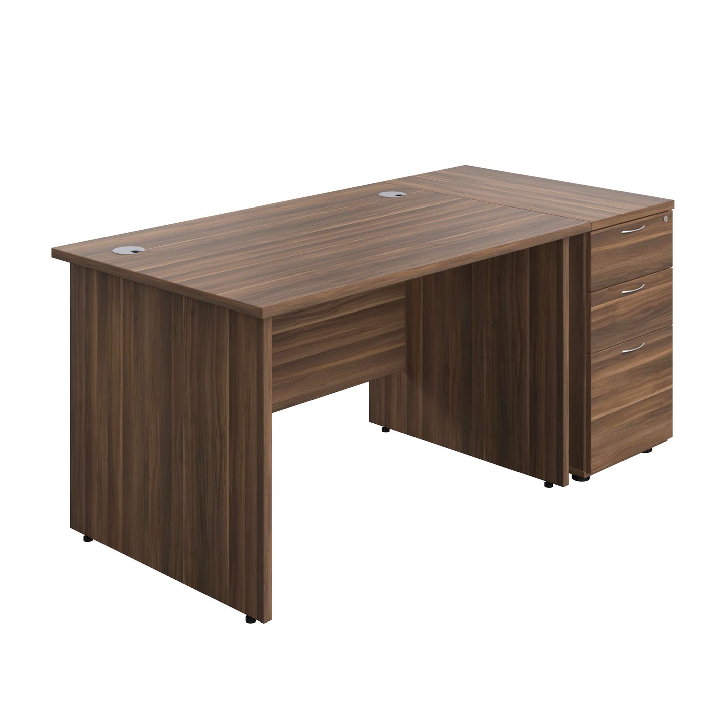 Panel Rectangular Desk + 3 Drawer Desk High Pedestal Bundle (FSC) | 1200X800 | Dark Walnut/Dark Walnut