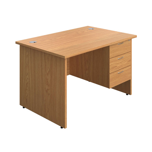 Panel Rectangular Desk + 3 Drawer Fixed Pedestal Bundle (FSC) | 1200X800 | Nova Oak/Nova Oak