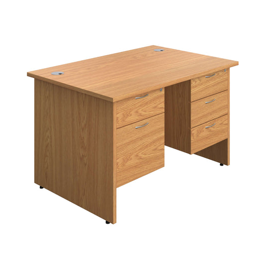 Panel Rectangular Desk + 2 & 3 Drawer Fixed Pedestal Bundle (FSC) | 1200X800 | Nova Oak/Nova Oak
