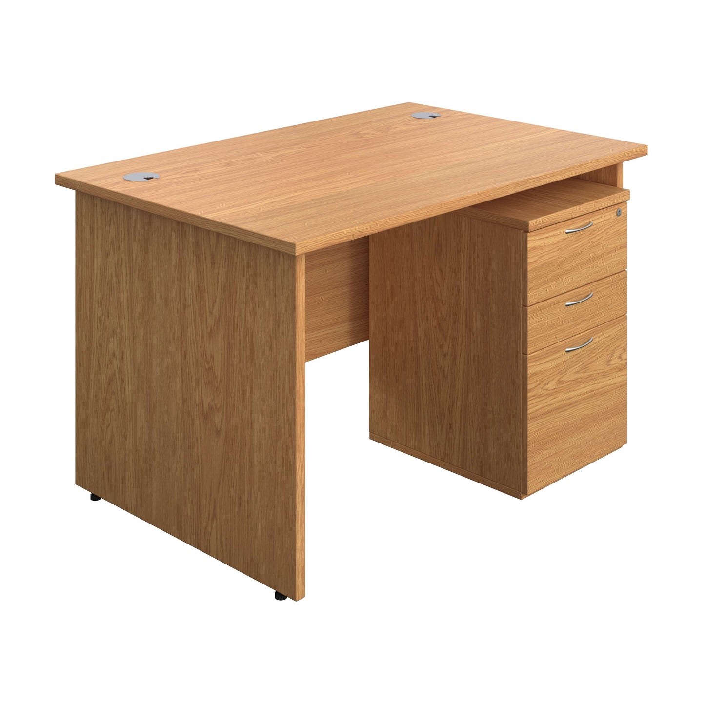 Panel Rectangular Desk + 3 Drawer High Mobile Pedestal Bundle (FSC) | 1200X800 | Nova Oak/Nova Oak