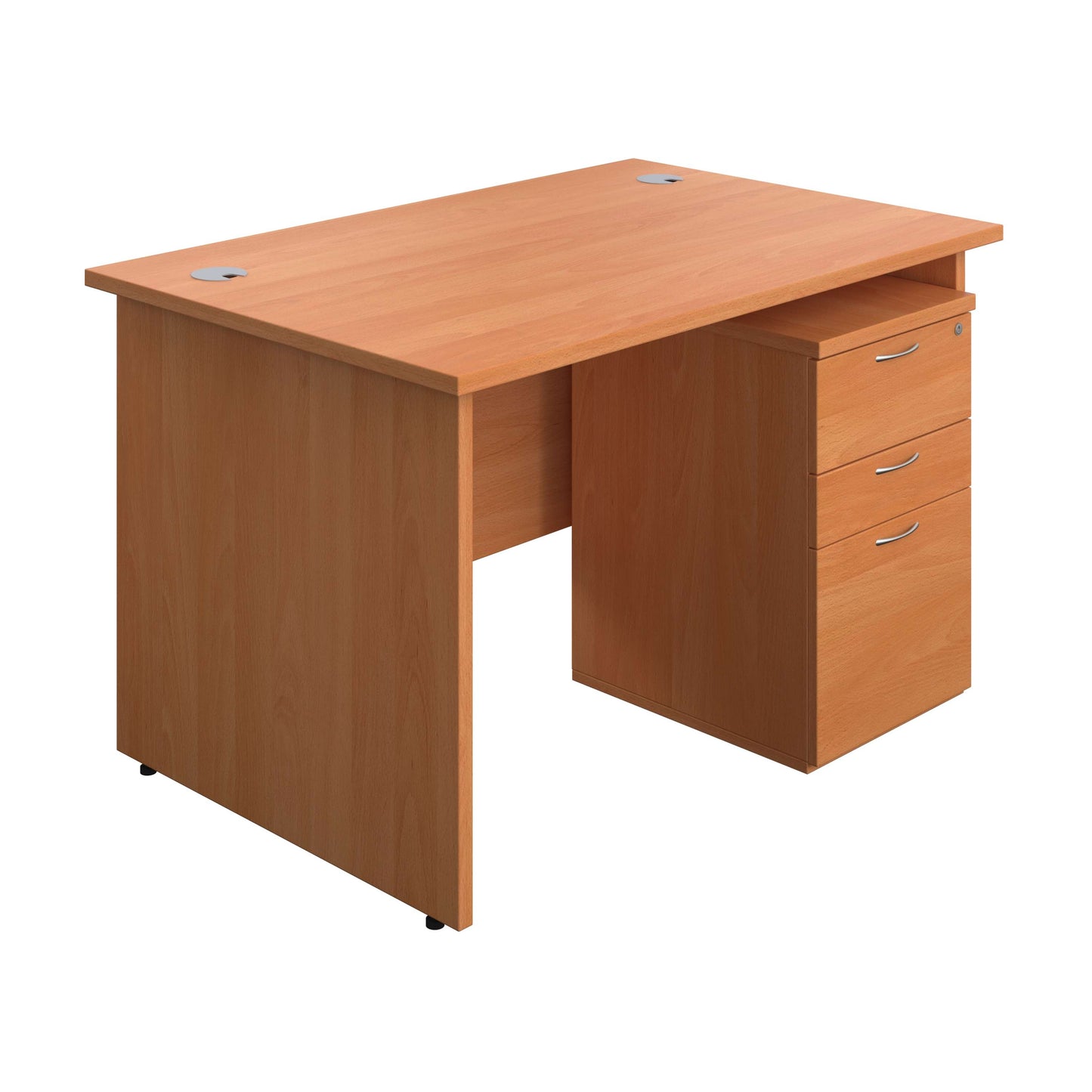 Panel Rectangular Desk + 3 Drawer Under Desk Pedestal Bundle (FSC) | 1200X800 | Beech/Beech