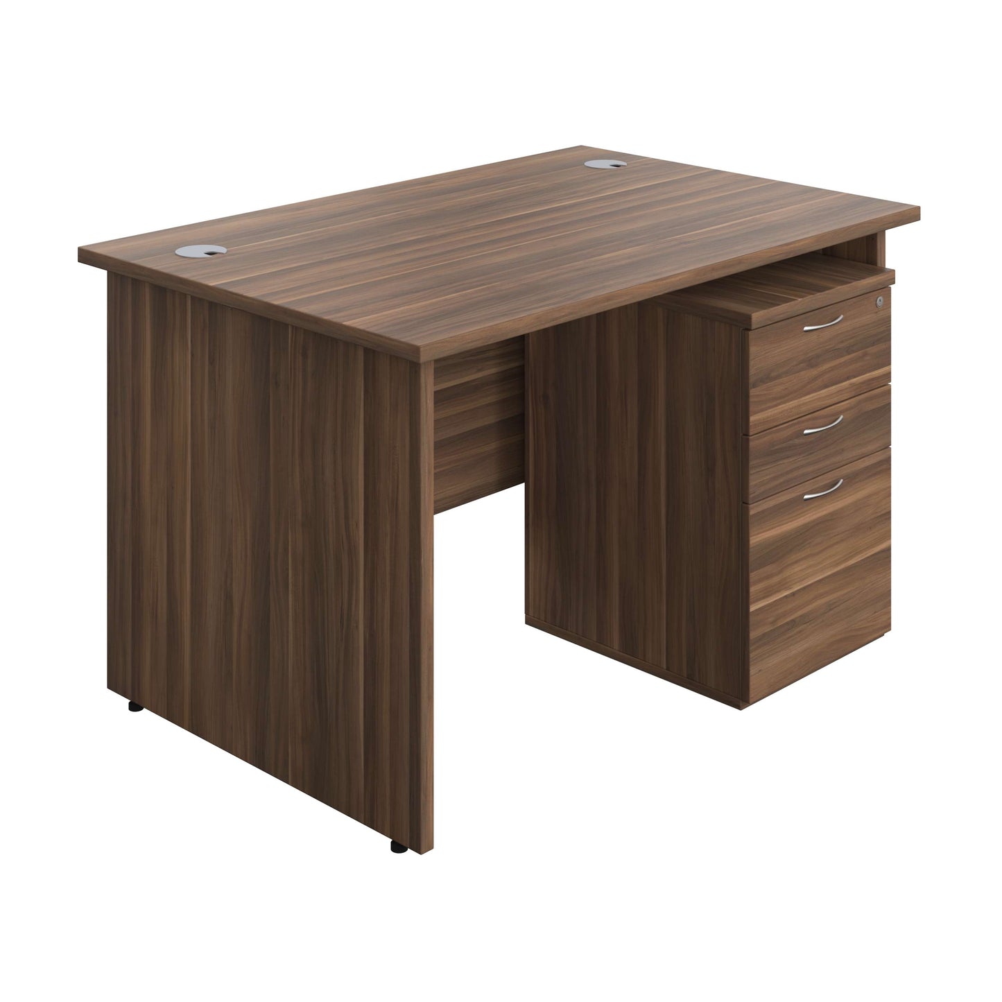 Panel Rectangular Desk + 3 Drawer Under Desk Pedestal Bundle (FSC) | 1200X800 | Dark Walnut/Dark Walnut