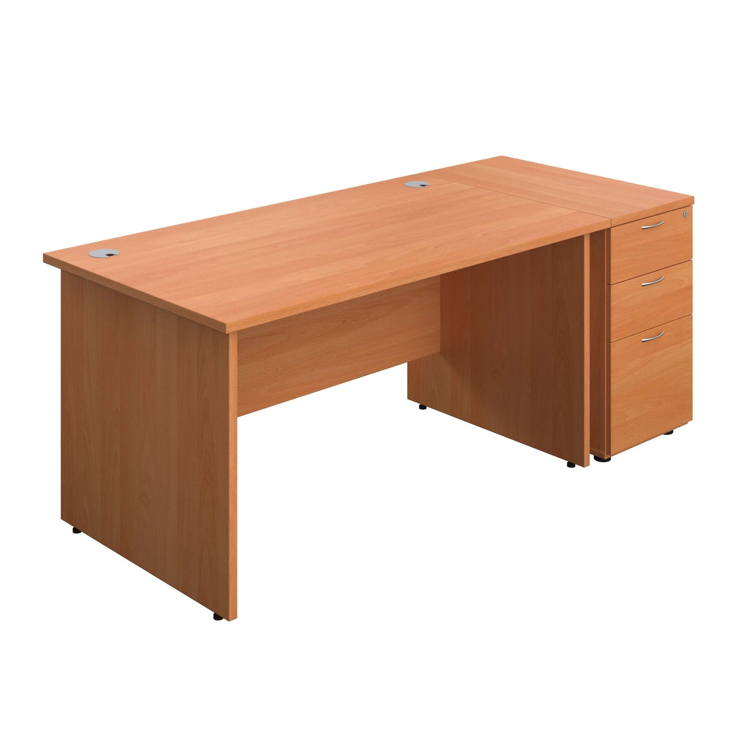 Panel Rectangular Desk + 3 Drawer Desk High Pedestal Bundle (FSC) | 1400X800 | Beech/Beech