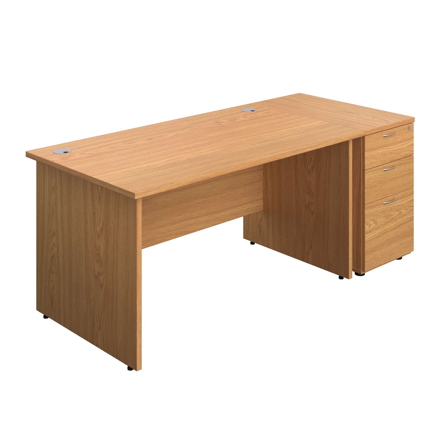 Panel Rectangular Desk + 3 Drawer Desk High Pedestal Bundle (FSC) | 1400X800 | Nova Oak/Nova Oak