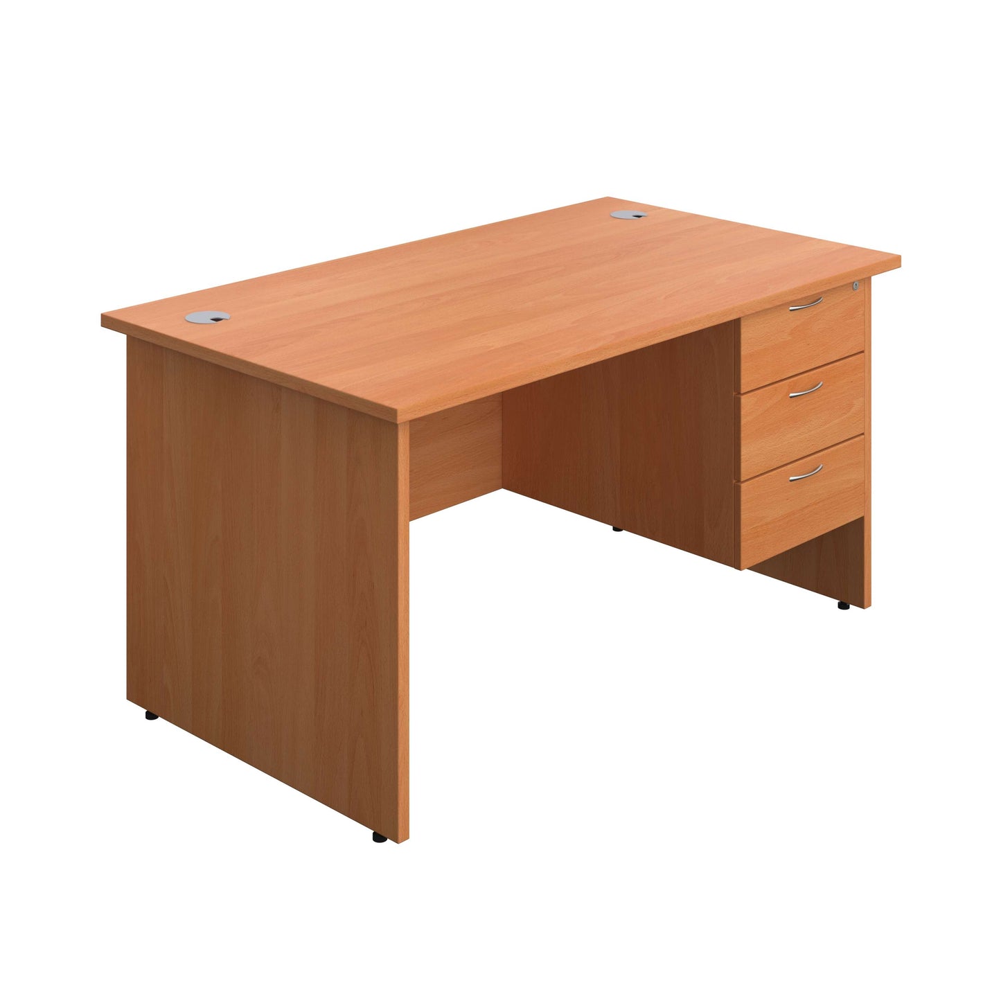 Panel Rectangular Desk + 3 Drawer Fixed Pedestal Bundle (FSC) | 1400X800 | Beech/Beech
