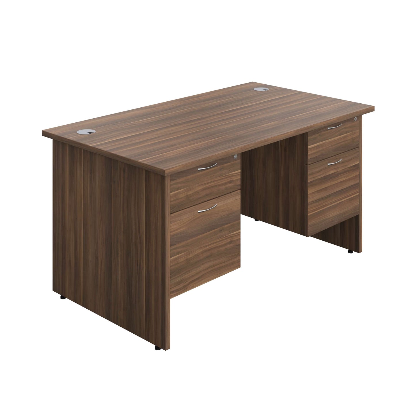 Panel Rectangular Desk + 2 X 2 Drawer Fixed Pedestal Bundle (FSC) | 1400X800 | Dark Walnut/Dark Walnut