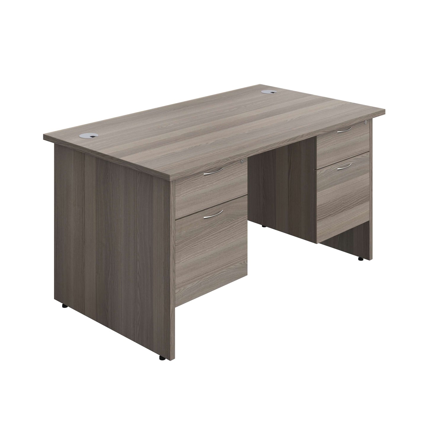 Panel Rectangular Desk + 2 X 2 Drawer Fixed Pedestal Bundle (FSC) | 1400X800 | Grey Oak/Grey Oak