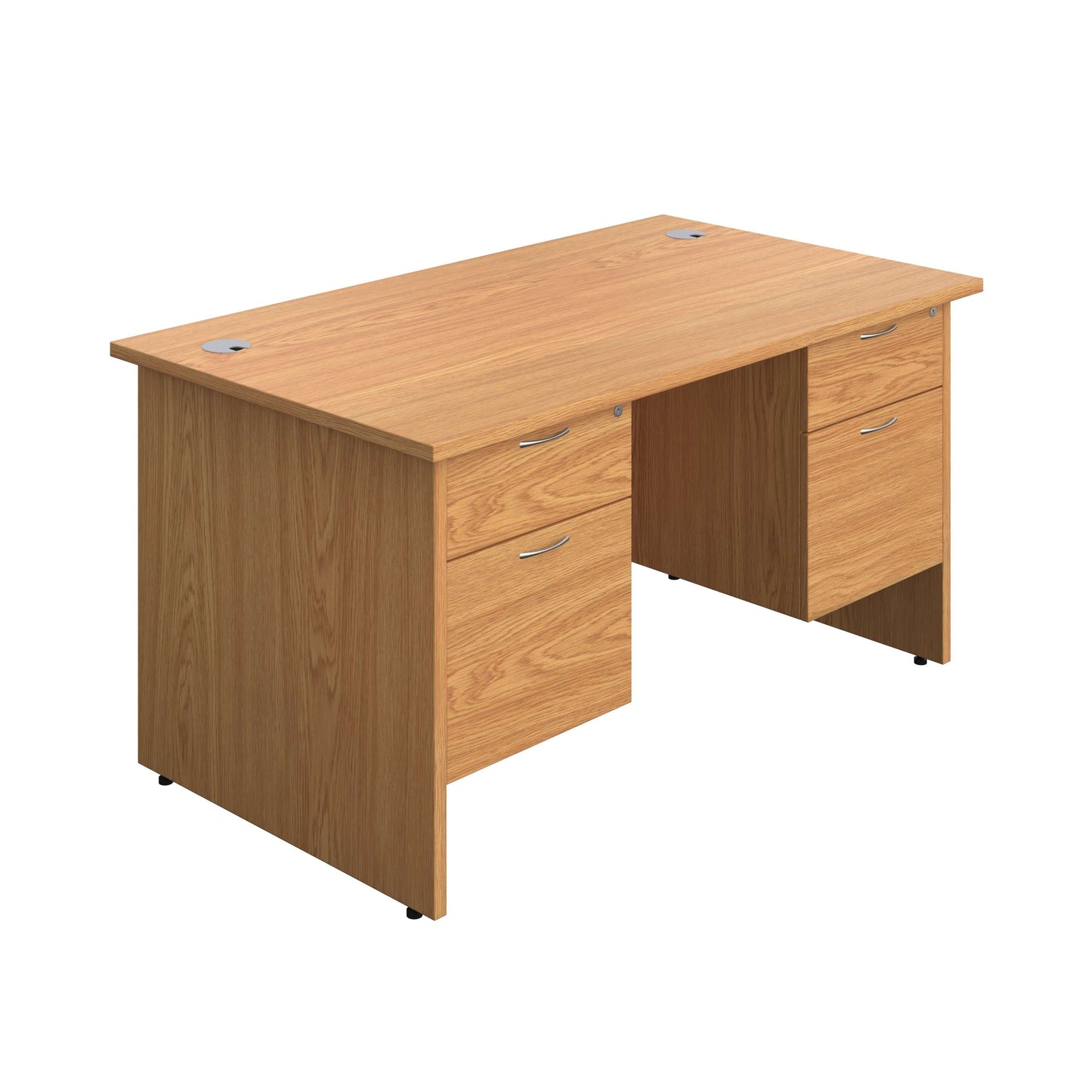 Panel Rectangular Desk + 2 X 2 Drawer Fixed Pedestal Bundle (FSC) | 1400X800 | Nova Oak/Nova Oak